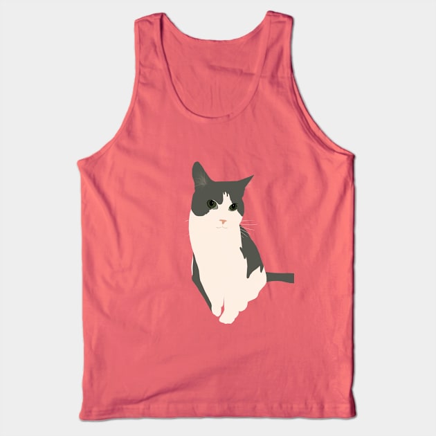 Gray and white cat Tank Top by quirkyandkind